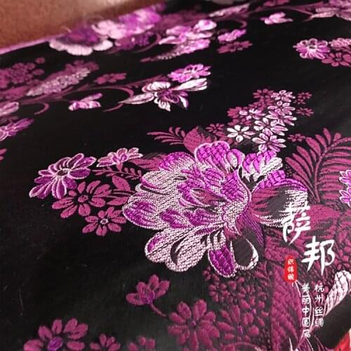 Vintage flowers satin fabric imitate silk Brocade Fabric Damask Jacquard Apparel Costume Upholstery Furnishing tissu 75*50cm