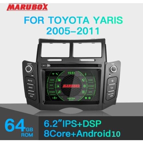 MARUBOX KD6221 Car Radio for Toyota Yaris 2005-2011 Multimedia Video Player DSP Android 10.0 Bluetooth WiFi 2Din GPS Navigation