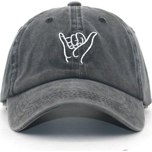 100% cotton washed finger gesture fashion baseball cap women cartoon embroidery adjustable new dad hat men sport cap snapback