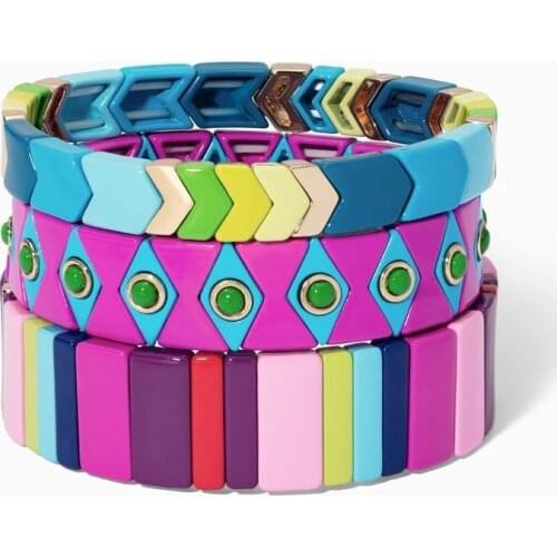 Vsco girl big enamel bracelet stretch mens bracelets accessories 2019 brazalete mujer pulseras de acero inoxidable para mujer