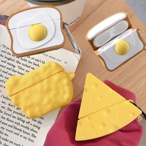 For Airpods Pro 3D Cute Simulation Food Chicken Nuggets Meat Case for Apple Airpods 3 Egg Toast Cheese Wireless Earphone Cover