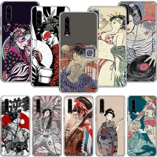 Japanese Fashion Art Kimono Tattoo Phone Case For Huawei P30 P40 P20 P10 Mate 20 10 30 Lite Pro P Smart Z Plus Printing Cover Co