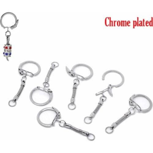 Doreen Box hot- 20 PCs Chrome color Key Chains&Rings Fit European Bead Keychain 6cm (B12283)