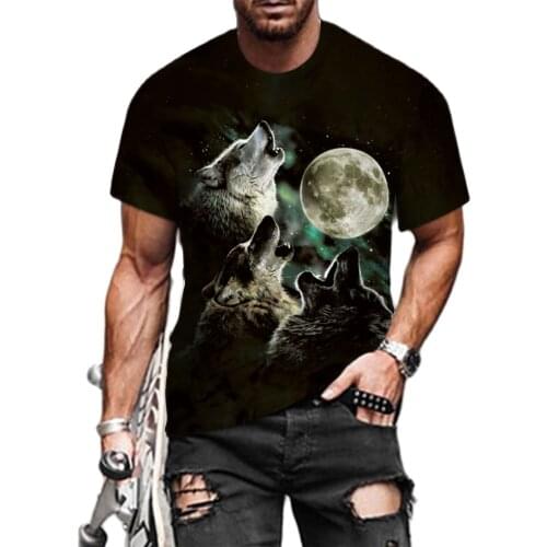 Couple Wolf Print T-shirt Mens 3d T-shirt Drop Ship Top Tee Short Sleeve Camiseta Round Neck T-shirt Fashion Casual Brand