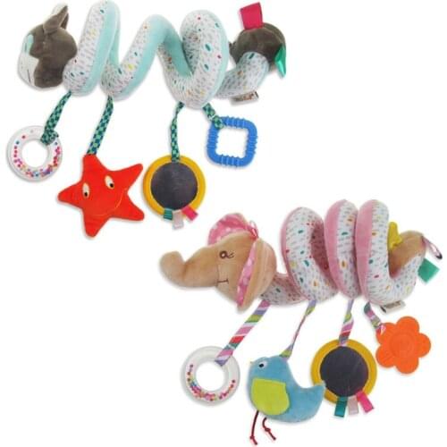 Baby Stroller Toy Musical Rattle Bell Plush Bed Stroller Early Education Toy w/ Teether for Crib Decoration Car Seat Toy