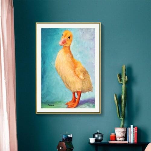 Cute Duck Canvas Painting Wall Art Posters and Printing Childrens Room Decoration Classic Oil Painting Modern Living Room Decor