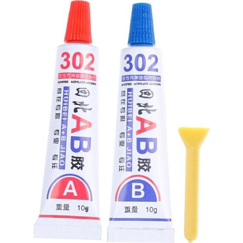 2pcs Super AB Glue 302 Strong Cyanoacrylate Liquid Epoxy Resin Leather Rubber Epoxy Adhesive Metal Glass Wood Stationery Store