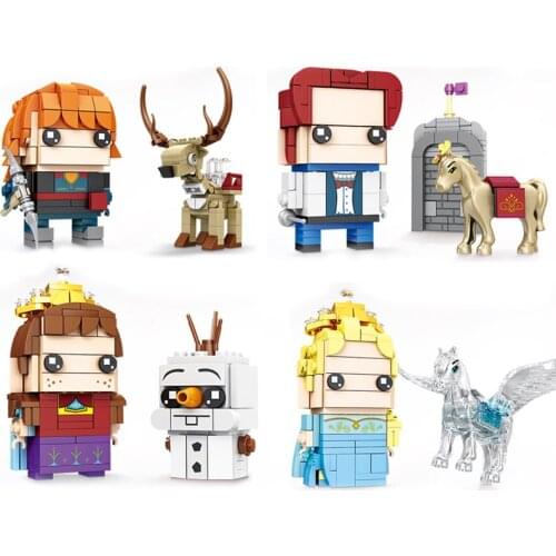 Disney Frozen BrickHeadz Princess Elsa Anna Olaf Sven Horse Building Blocks Kit Bricks Classic Movie Model Kids Girl Toys Gift
