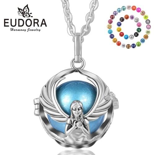 EUDORA 20mm Angel Cage Harmony ball Pendant necklace fit Colorful Chime Ball for pregnant woman creative aromatherapy Jewelry