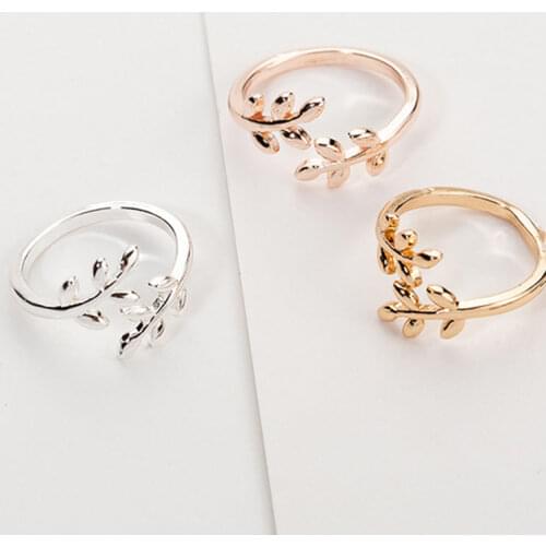 Fashion Rings For Women Hot Sale Ladies Leaves Open Rings For Wedding Engagement Anillos Adjustable Jewelry Daily Ring