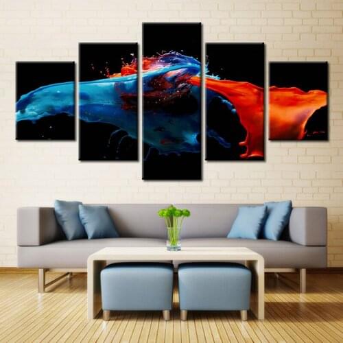 Modular High Quality Cool Fire & Water Combat Canvas Wall Art for Home Decor Fashion Wall Art Oil Painting Canvas Unframed