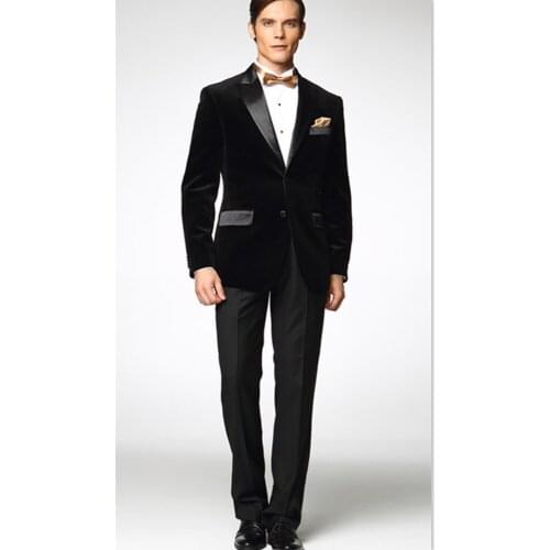 2021 Mens Suits For Wedding Groom Best Man Blazers Regular Fit Tuxedos Velvet (Jacket+Pants) Groomsman Men Suit Set For Prom