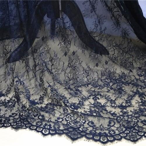 Soft Eyelash Floral Lace Fabric Victorian Black/ off White Lace Trim Handmade DIY Clothes Wedding Dress Gown,Shawls, Mantilla
