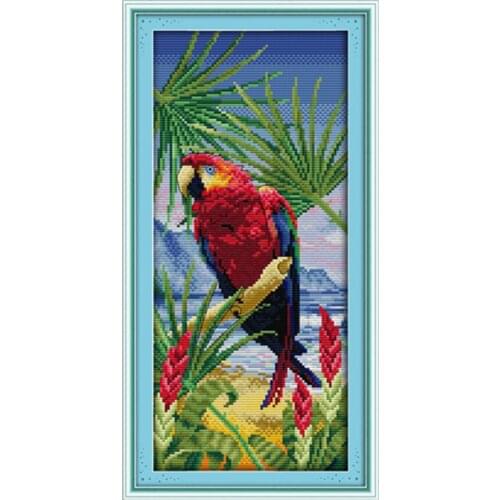 Parrot (3) cross stitch kit 14ct 11ct pre stamped canvas cross stitching animal lover embroidery DIY handmade needlework