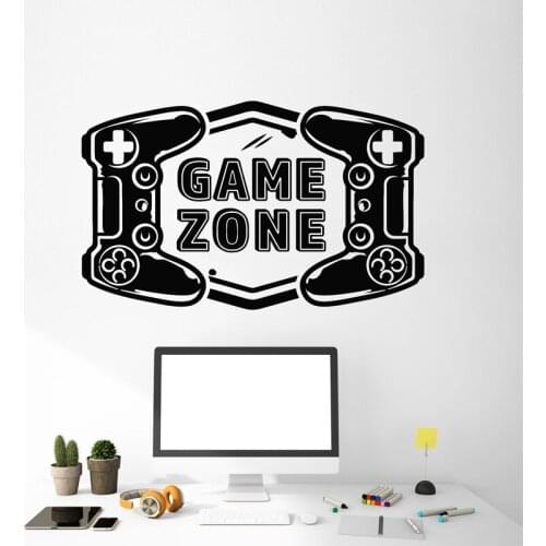 Video Game Zone Wall Sticker Joystick Vinyl Decal Boys Kids Play Room Decor Gamer Art Stickers Gaming Gamepad Mural C5059