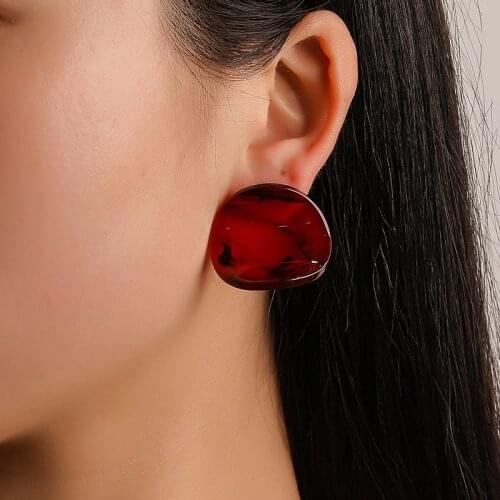 New 2018 Fashion Classical 100% Acrylic Round Earrings For Women In Animal Print Acrylic Jewelry Stud earrings Qw-864