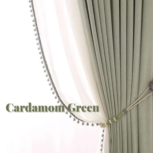 2021 New Nordic Modern Light Luxury Pure Color Matching Cotton Linen Chenille Curtains for Living Room Bedroom Home Decoration