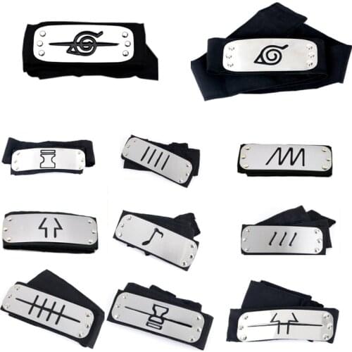 New Anime Konoha Symbol Hatake Kakashi Cosplay Props Rebellious Ninja Uchiha Deidara Headband Headwear Wristband Metal Armband