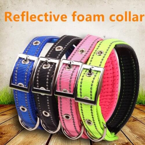 Pet Collar Reflective Silk Luminous Nylon Foam Neck Guard Five Colors Optional Adjustable Pet Supplies Safe Night Travel Dogs