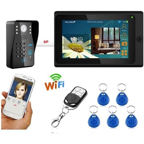 MOUNTAINONE Top Quality Wired Video Door Phone w/t WIFI 7"touch screen Monitor.FRID Panel 1000TVL Camera,Intercom system Doorbel
