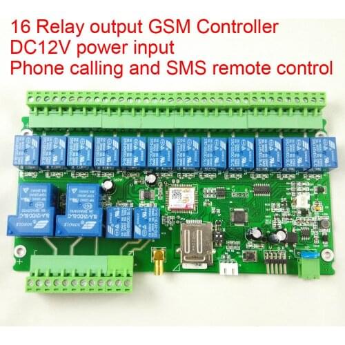 GSM SMS Sixteen relay output remote switch for industrial wireless remote control Backup battery power off alarm