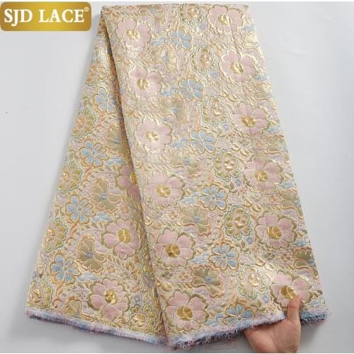 SJD LACE African Brocade Lace Fabric Damask Jacquard Apparel Upholstery Materil Patchwork Fabric For Nigerian Wedding DressA2438