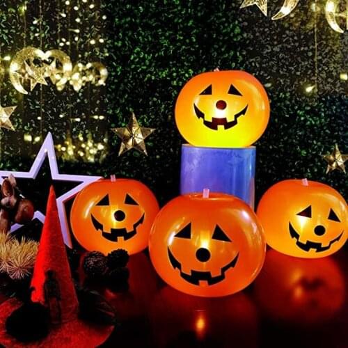 LED Halloween Pumpkin Balloon Lights 5pcs Latex Balloon Lights Suitable for Halloween Party Script Killing Atmosphere Decoration