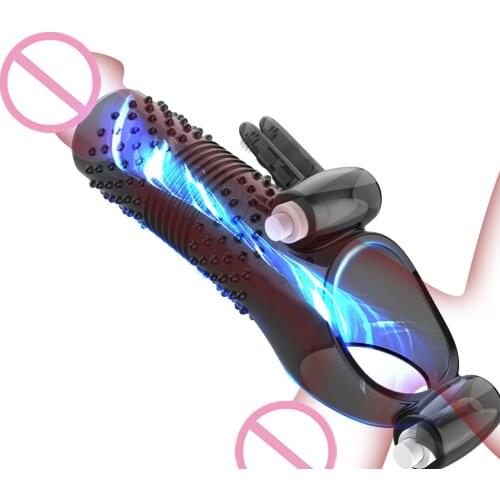 Ejaculation Delay Cock Sleeve Dick Enlargement Extender G spot Stimulator Vibrator Penis Vibrating Ring Strap On