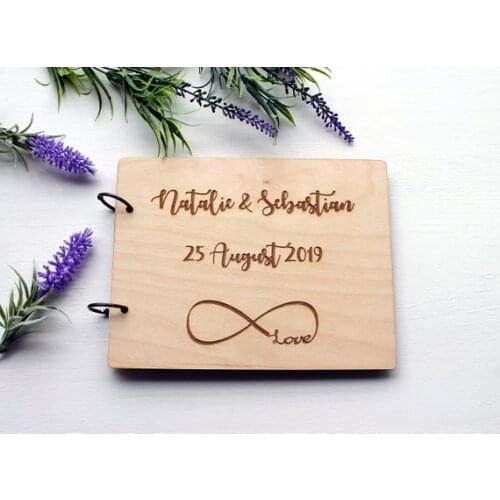 Unique Rustic Engrave Wedding Guest Book Alternative With Infinity Symbol,Forever Love Wood Personalized Wedding Guestbook Idea