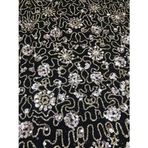 High Quality Lace Fabric Glitter Sequin Embroidery French Tulle Mesh Design Sewing Wedding Dress Party Skirt 5 Yards Wholesale