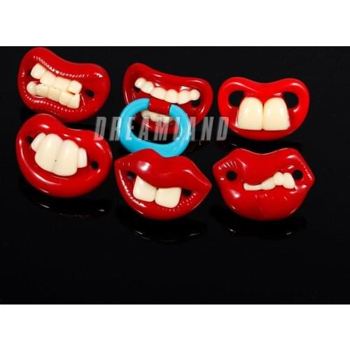 Funny Black Brown Beard Red Mouth Shape Silicone Material For Baby Pacifier Kids Teeth
