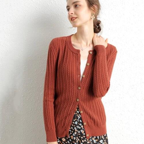 Autumn Winter Womens Atmosphere Button Cardigan Twist Oneck Sweater 2021 New Fashion Cashmere Sweater Long Sleeve Cardiga Warm