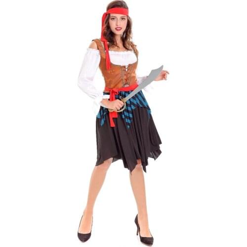Women Pirate Costume Girl Crew Costume Carnival Halloween Costumes Adult Pirate Fancy Dress Clothing