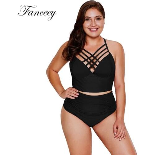 Fanceey High Wais Bikini 2021 Swimsuit Women Sexy Soild Print Bikini Set Push Up Bathing Suit Women Swimwear Biquini Plus Size