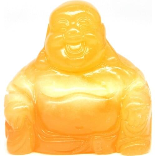 1.8" Buddha Statue Natural Yellow Jade Healing Crystal Reiki Stone Figurine Chakra Home Decor