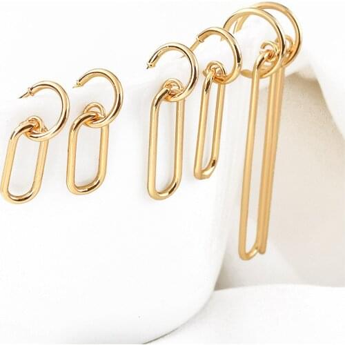2PCS Oval Stud DIY Earrings 925 Silver Needle Charms for Jewelry Findings Making Gold Plated Handmade Brass Accessories