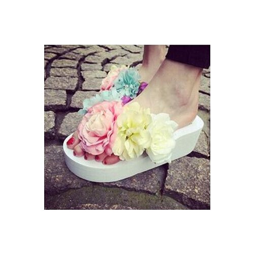2017 Women Sandals handmade rose Flowers Wedges Summer Sandals Women platform Trifle Beach Flip Flops Women Shoes Free shipping