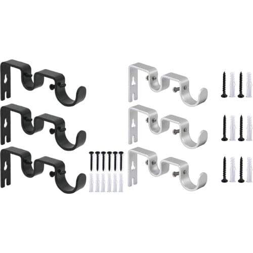 3Pcs/Set Curtain Rod Brackets Heavy Duty Double Rod Holders Durable Metal Curtain Rod Wall Brackets with Screw Promotion