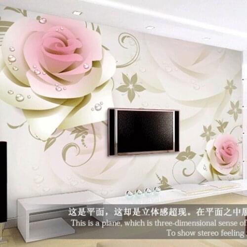 3d stereoscopic television background wallpaper bedroom living room European-style roses woven mural Custom Size