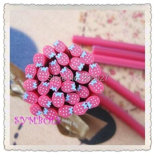 5pcs A-25 5mm Cute Strawberry Fruit Cane Fancy Nail Art Polymer Clay Cane Nail Art Decoration