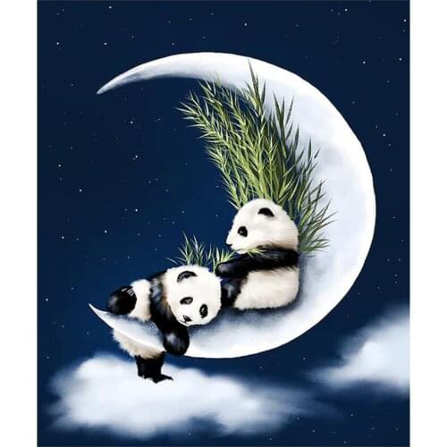 5D DIY Full Round/Square Diamond Painting Moon Panda Cross Stitch 3D Embroidery Rhinestone Mosaic Home Decoration Art Y1642