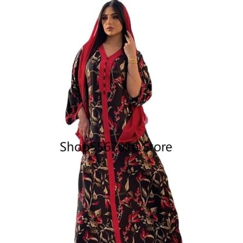 Abaya Turkey Malaysia Long Kaftan Hijab Dress Bohemian Floral Kimono Muslim Fashion Ladies Clothes Djellaba Femme Marocaine
