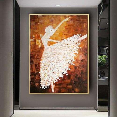 Hand Painted Modern Ballet Dancer Picture Abstract Palette Knife Oil Painting Canvas Wall Art Home Decoratio For Living Room art