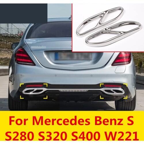 Car styling Car accessories Rear Tail pipes trims Tail pipes Decorative stickers frame For Mercedes Benz S S280 S320 S400 W221