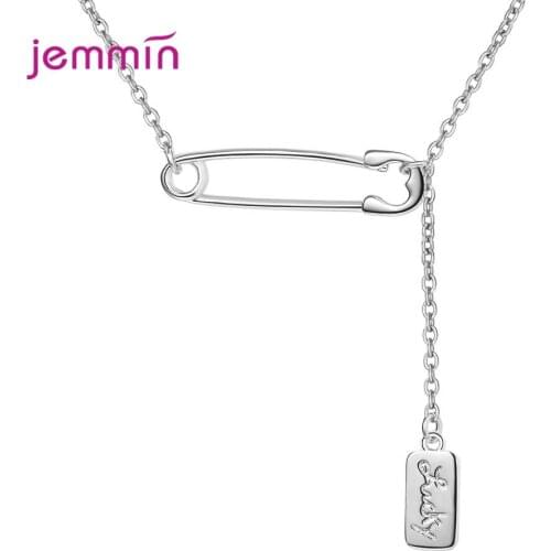 New Simple Temperament Creative Single Letter Brand Pendant Pin Necklace 925 Sterling Silver Jewelry Not Allergic