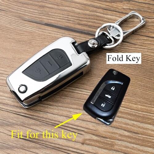 3 Buttons Folding Key Case Fob Bag Box Holder Chain Shell Cover Trim Fit For Toyota Camry Corolla Reiz Mark X Accessories Parts