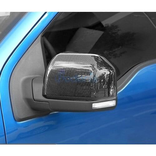 For Ford F150 RAPTOR 2017 2018 2019 Carbon Fiber Color Rearview Mirror Cover Side Wing Cap Shell Case Moulding Trims Accessories