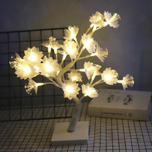 Mycyk Decorative small night light fiber - optic flower tree light battery box usb 2 with live background light for Party other