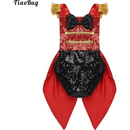 TiaoBug Infant Baby Girls Ringmaster Circus Costume Rompers Sleeveless Sequined Bowknot Dress For Halloween Cosplay Party Dress