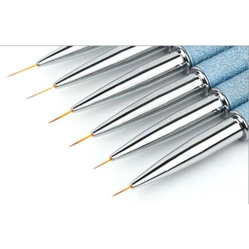 DIY Nail Art Liner Pen With Blue Frosted Beads Handle Painting Drawing Fine Polish Nails Brush Tool Tips Manicure